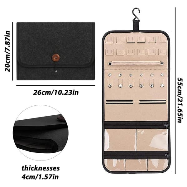 2-pack smyckesresefodral, smyckesreseorganisatör, hängande (grå)