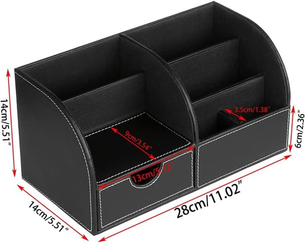 PU-skinn Multifunksjonell Skrivebordsorganisator / Oppbevaringsboks for kort