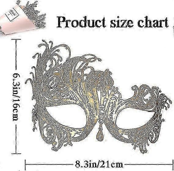 1 Styck Guld Venetian Mask, Metall Maskeradmask, Parmask, Bal, Karneval
