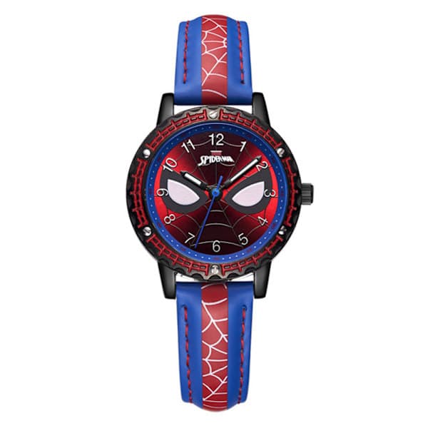 Spiderman Lysende Vandtæt Analog Ur Børnefødselsdagsgave Blå til Rød Rem Blue to red band