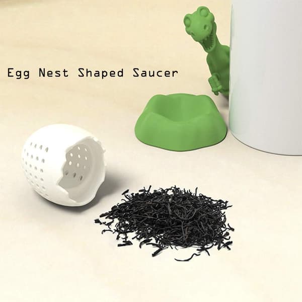 Grön - 1 x søt dyre silikon teinfuser, spiselig silikon teinfuser, dinosaur te sil, morsom te sil, omrørings teinfuser