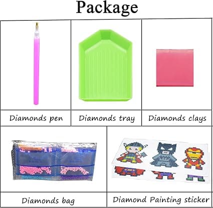 9 stk DIY Diamantmalingssett for barn Diamantsett