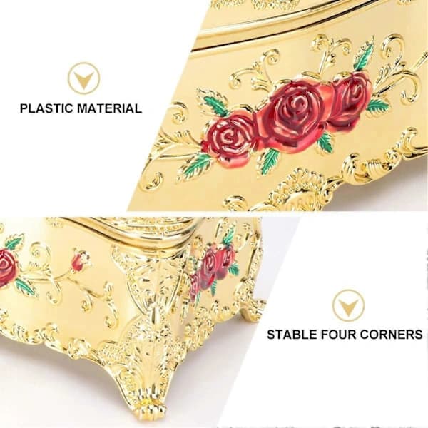 Decorative Tissue Box with Antique Decorations for Bedroom, Office, Kitchen, Dressing Table, Red Gold