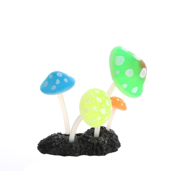Luminous Effect Artificial Mushroom Aquarium Plant Decor Ornament for Fish Tank Landscape