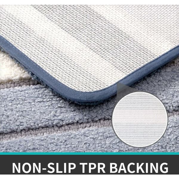 Anti-slip Mat Super Soft Bathroom Mat Machine Washable Absorbent 50x80cm Blue