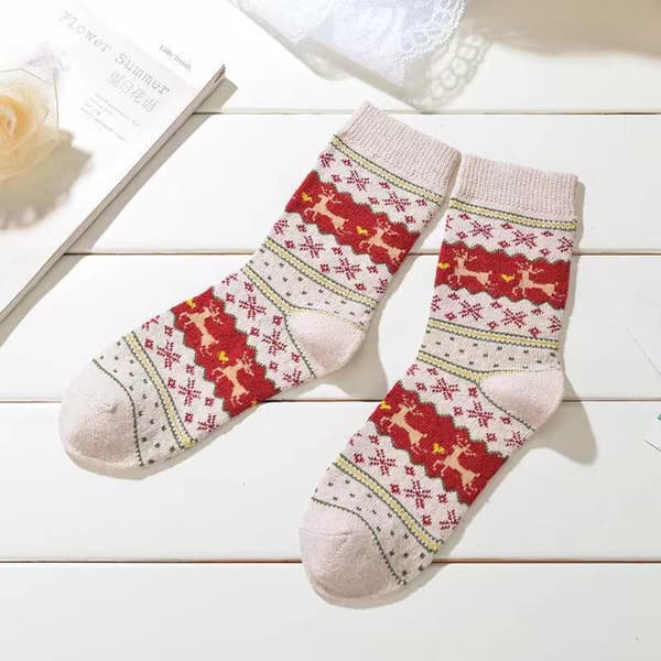 Warm Fleece Lined Thick Socks, 5 Pairs Elk, Mid-Calf Winter Socks