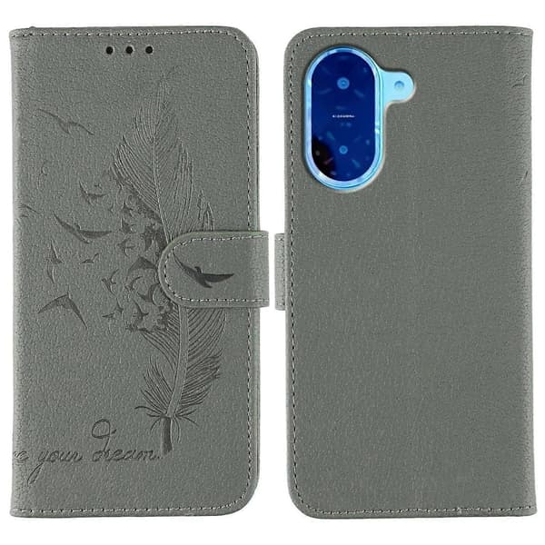 For Xiaomi Redmi A5 4G (171.7mm) Poco C71 4G Case Feather Print PU Leather Wallet Phone Case
