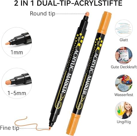 Vanntette doble akrylpennsett, 36 farger
