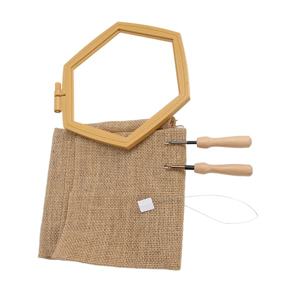 Punch Needle Kit Hexagon Hoop Gloss Frame Easy Use Safe Durable Punch Embroidery Kit for Craft DIY Beginners