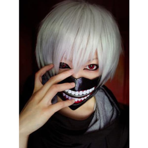 Kort grå parykk, Missvig Cosplay lysegrå for menn gutter tenåringer Co