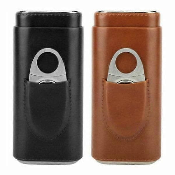 Humidor til hjemmet Cigarkasse Etui Holder Læder Rejsesæt Sort