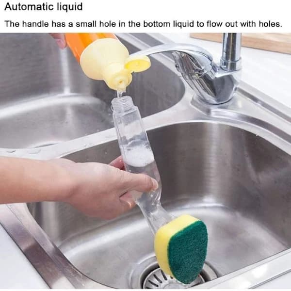 Dish Brush Sponge - Dish Brush Scrubber with 1 Dish Brush & 7 Refillable Sponge Heads, Reusable Kitchen Cleaning Sponges, Cleaning[co]