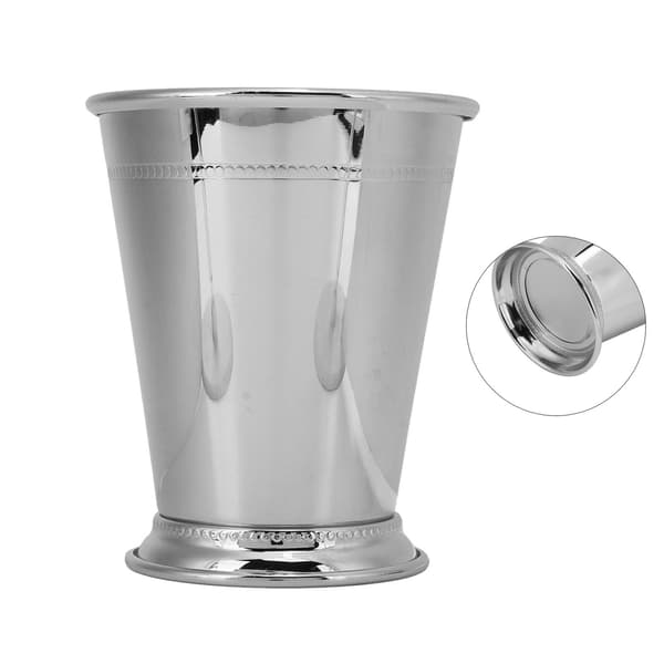 Julep Cup Rustfritt Stål Elegant Retro Høy Stabilitet Perlet Mint Julep Cup for Hjem Klassisk Sølv