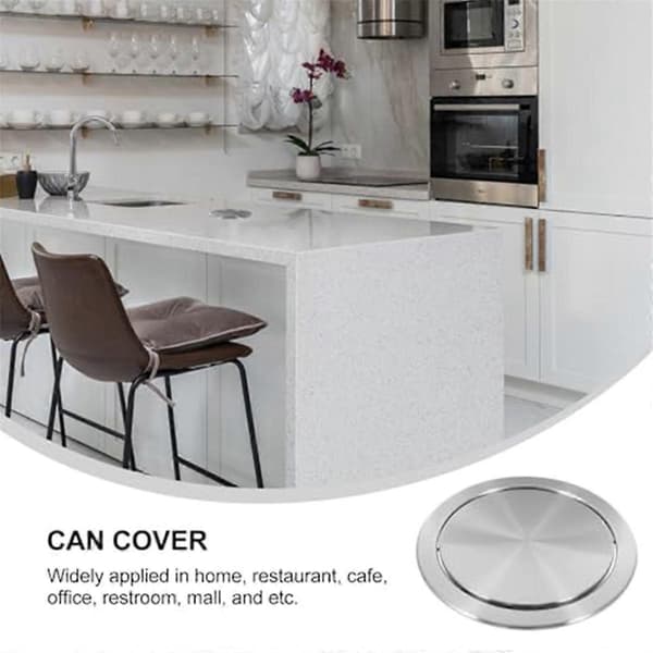Trash Can Lid Simple Trash Chute Built-in Countertop Round Lid Swing Flap Trash Can Lid for Kitchen Silver silver