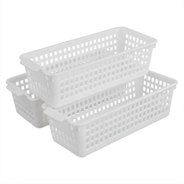 3-pack Små Praktiska Plastkorgar för Förvaring (Vit) White