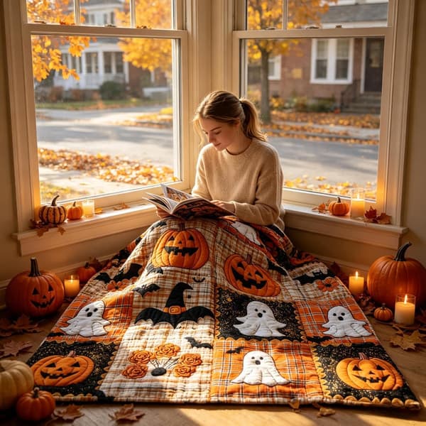 Halloween-tema tæppe i flannel, blødt, let, med græskar- og 150x200cm - 150x200cm