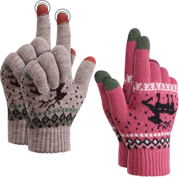 Vinterstrikkede varme hansker Unisex berøringsskjerm, termisk elastisk F