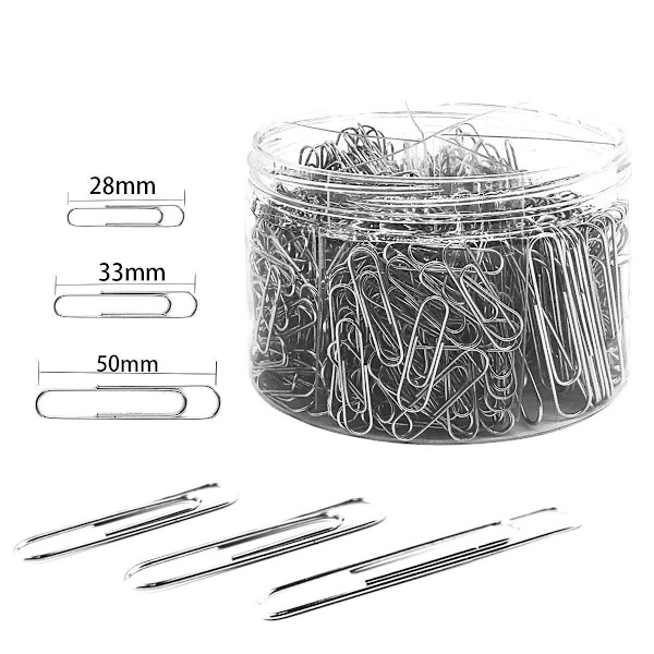 Metal Paper Clips, Assorted Sizes, Small, Medium and Large