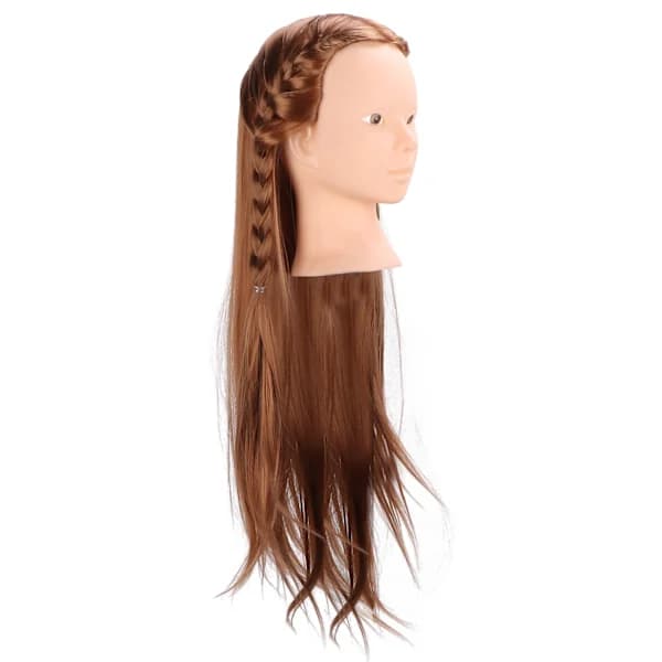 Long Hair Mannequin Head Light Brown Hairdressing Practice Training Head Cosmetology Mannequin Doll Head