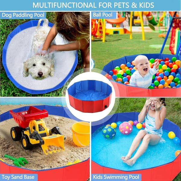Hundepool Plaskebassin Børnepool Sammenklappelig Pool til Hunde Katte Børn Bærbar PVC Ikke