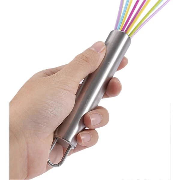 Manuel silikonepiskeris, manuel æggepisker, holdbart køkkenredskab, bageværktøj, kagebageværktøj, mixer, 30 cm