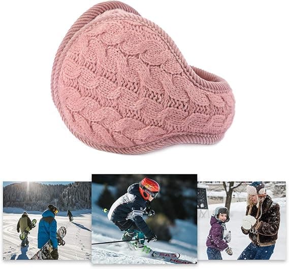 Unisex Varma Stickade Öronmuffar Dam K cashmere Vinter Enfärgad - Rosa