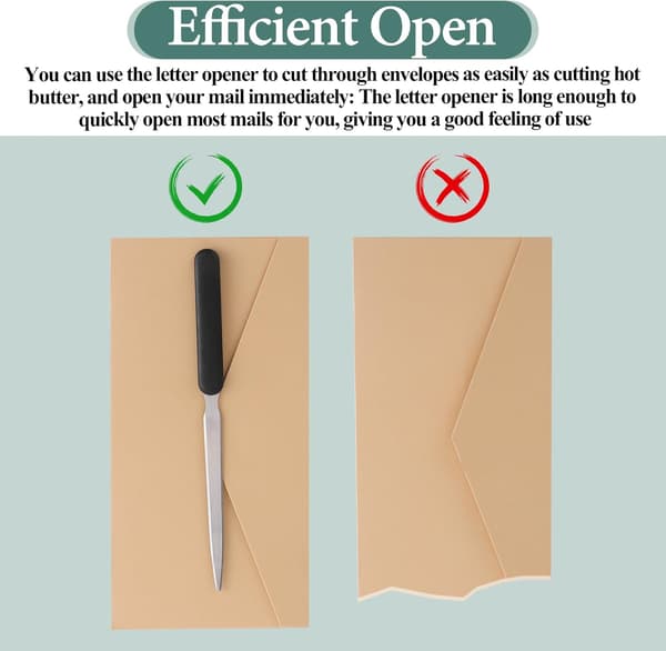 2 Pcs Letter Openers Envelope Slitter, Stainless Steel Letter Openers, Lightweight Mail Envelope Opener