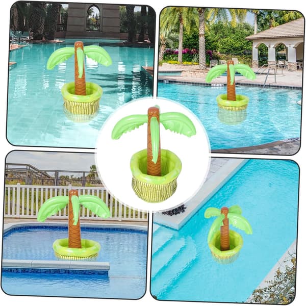 Oppustelig isbeholder i kokosnøddeform af PVC kompakt og bærbar til sommerstemning til strand Hawaiifester -