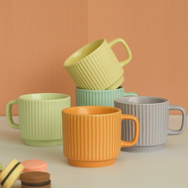 260 ml enkel randig keramikmugg souvenir kaffekopp