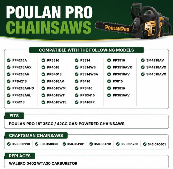 PP4218A Karburator kompatibel med Poulan Pro Motorsav -