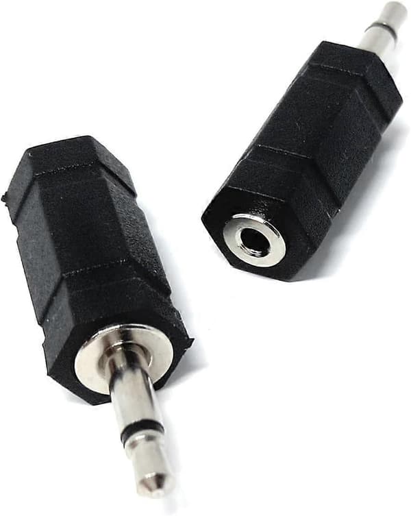 3,5 mm Mono Jack Han Til 2,5 mm Mono Jack Hun Lydkabeladapter 2 stk Sort