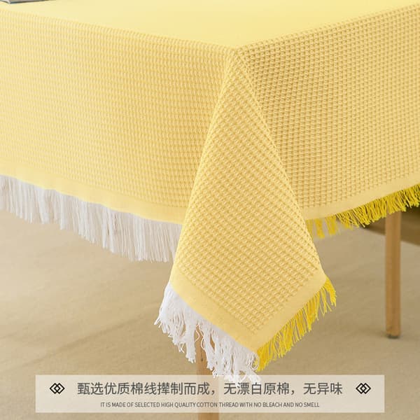 Cotton Linen Tablecloth, Small Round Table, Coffee Tablecloth Waffle White Powder Interweaving 90*90cm Waffle white powder interweaving 90*90cm