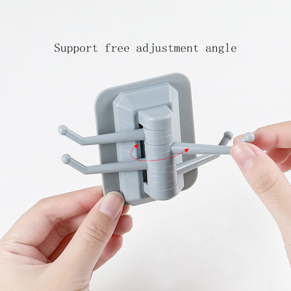 The new 4 hooks multi-function rotating hook Kitchen Bathroom Wall Storage Strong self-adhesive towel rack Free punching No Trac White White