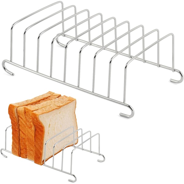 Rustfrit brødstativ, brødhylde Air Fryer-tilbehør, rektangulær pandekageholder Air Fryer brødkølingsstativ (Sølv, Størrelse: 15,5 x 9 cm)