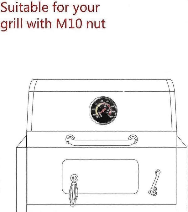 Rustfritt Stål BBQ Grill Kullgrill Røyk Termometer Temperaturmåler Fahrenheit Og (ShiKai)