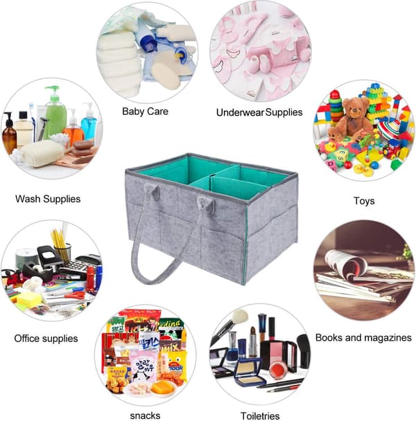 Diaper Caddy, Portable Diaper Changing Storage Basket, Felt Gift Basket for Newborns