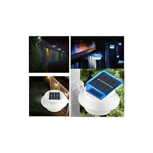 3-pack Solar Gutter Lights, Outdoor Solar Gutter Lights with Adjustable Holder, for Fence, Garden, Wall, Yard (White, Warm Light)
