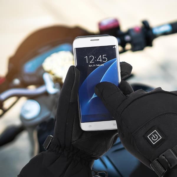 Opvarmede touchscreen-handsker, sorte, af nylon og bomuld