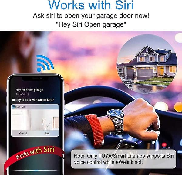 Universel Garageportsåbner, Smart Wifi Garageportkontakt med Timerfunktion til Amazon