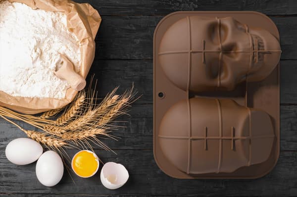 Dødningehoved Silikone Kage Bageform DIY Chokolade Halloween Dødningehoved Kagemodel (1 pakke)