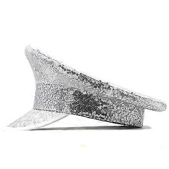 Baskerhatt Glittrande Kapten Hatt Speglad Sjömanshatt för Musikfestivaler Glittrig Speglad Kapten Hatt Mångsidig Silver Silver Silver