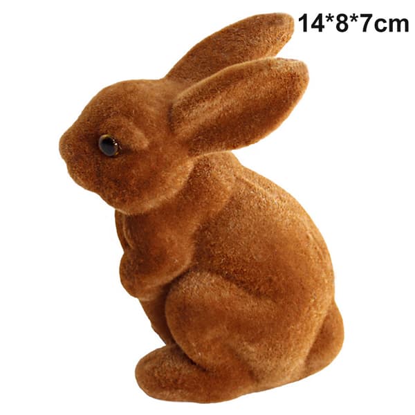 Easter Resin Flocking Birthday Gift Cute Simulation Rabbit Decoration Home Craft Decoration