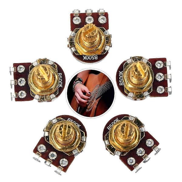 5 st B500k Potentiometer Splined Pot Elgitarr Bas Effektförstärkare Tonvolym