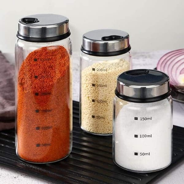 Krydderikrukke til husholdningen, krydderiflaske, krydderikasse, salt-, sukker-, peberstrøer, solid krydderibeholder, store og små hulalternativer, 300 ml