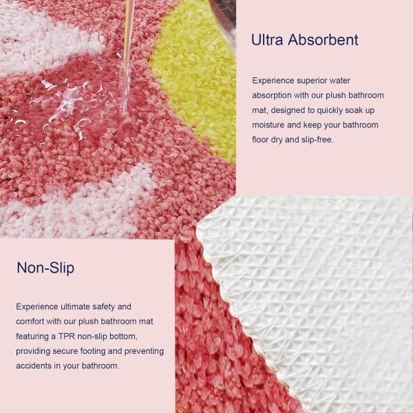 Blomsterformet badeværelsesmåtte, smukke badeværelsesmåtter, ultrablød mikrofiber badeværelsesmåtte, maskinvaskbar blomstermåtte pink pink