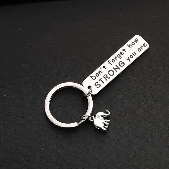 Elephant Keychain Remember How Strong You Are Inspirational Gift Elephant Lover Charms for Jewelry