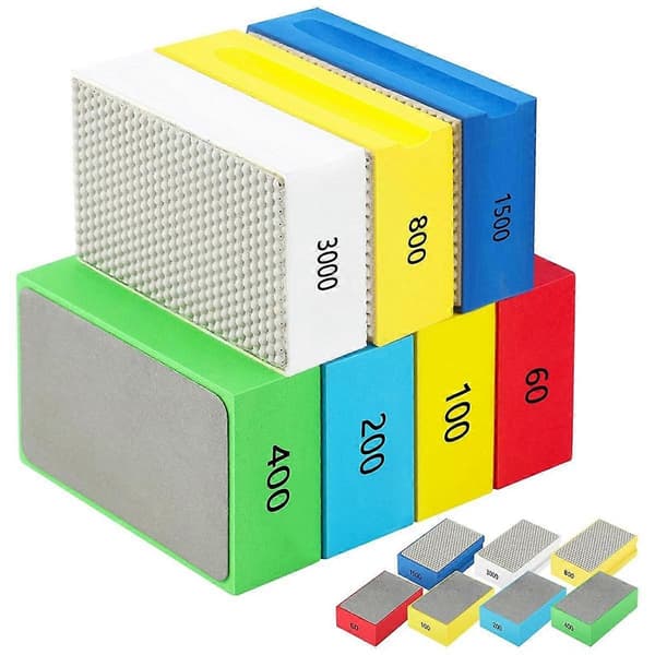 7 st Diamant Handpoleringsdynor 60/100/200/400/800/1500/3000 Korn Diamantslippapper Vått och Torrt Slippapper-FA-