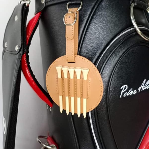 Golf Tee Organizer - Value Pack - Kan hænges på golfbagstropper - Premium lædermateriale - Ideel gave til mandlige og kvindelige golfspillere