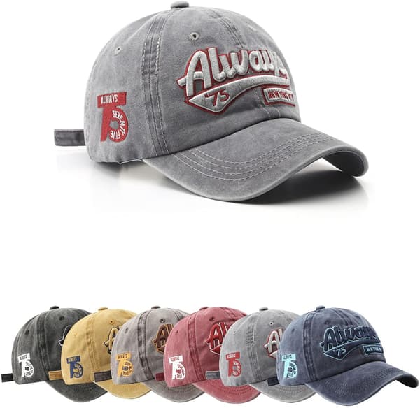 Grå vasket og pustende retrostil baseballcaps for menn, Baseb