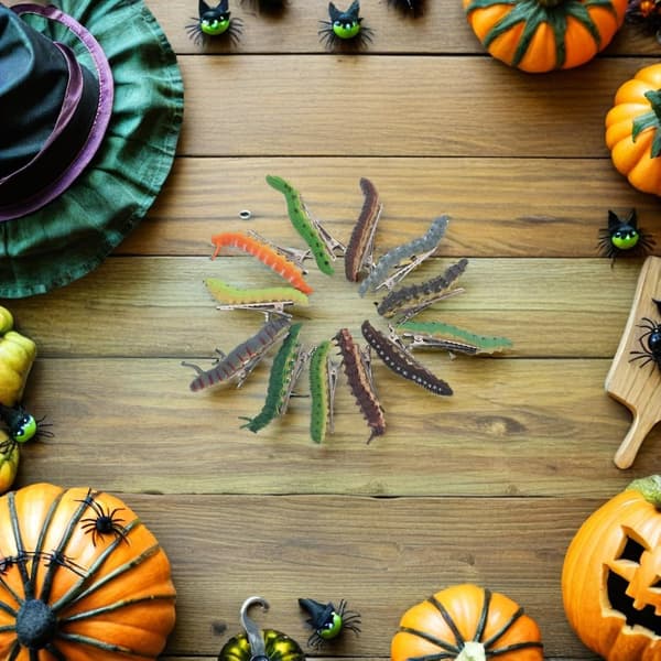 Halloween hårspenner 12 stk skumle i larveform, lette og komfortable som hårtilbehør til festkarneval -